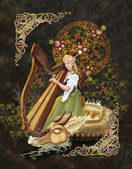 Harpist and Dragon